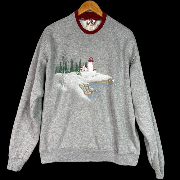 VTG Top Stitch by Morning Sun Sweatshirt Womens Large Grandmacore Cozy Christmas - Picture 2 of 13